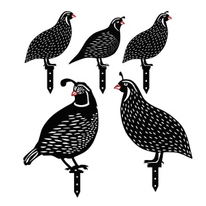 Set de accesorii metalice decorative pentru gradina Quails Negru 21x25 cm - Img 2