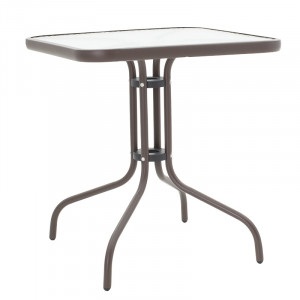 Set de gradina masa si scaune 3 bucati Watson-Calan metal negru-textilena maro 70x70x70cm - Img 3
