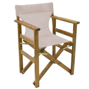 Set de gradina masa si scaune Retto 5 bucati din lemn masiv de fag culoarea nuc, PVC bej 100x60x71cm - Img 2