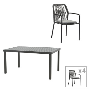 Set masa si scaune 5 buc de gradina Kherson-Kliton Pako World Antracit 150x80x74 cm