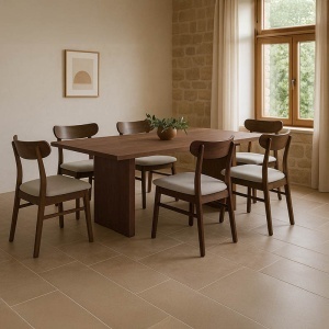 Set masa si scaune 7 buc Eleganza-Cairo Nuc 180x99x75.8 cm