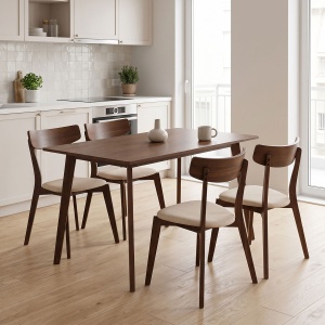 Set Masa si Scaune Benson-Toto 5 Piese Nuc Inchis - Bej 120x75x75 cm