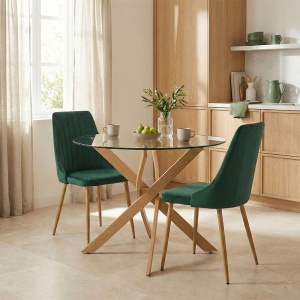 Set masa si scaune dining 3 buc. Azori - Antoro, Verde, 80x80x75 cm