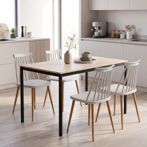 Set masa si scaune dining, 5 buc, Aurora Faragio, Pako, Gri 120x75x75 cm