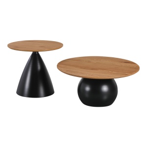 Set masute de cafea, 2 buc, Caple, Pako, Negru 70x70x34 cm - Img 2