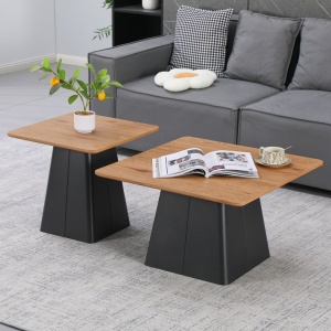Set masute de cafea, 2 buc, Square, Pako, Negru 70x70x40.5 cm