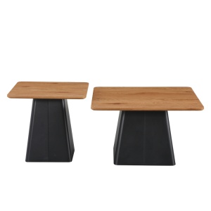 Set masute de cafea, 2 buc, Square, Pako, Negru 70x70x40.5 cm - Img 3