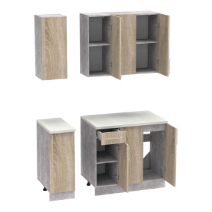 Set mobila bucatarie 4 buc Festa II Pako World Sonoma 120x60x85 cm - Img 5