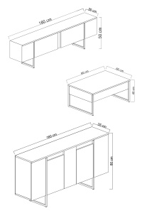 Set mobila sufragerie Luxe Alb 160x35x80 cm - Img 10