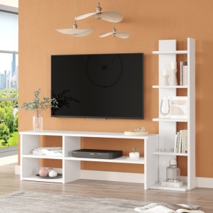 Set mobilier living Perla, Pako World, Alb, 120x29x41 cm - Img 2