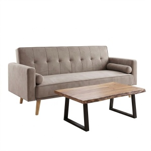 Set mobilier studenti canapea si masuta de cafea, 2 buc, Unwind, Gri, 190x84x80 cm - Img 2