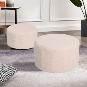 Set tabureti 2 buc Gabello boucle Bej 44x44x26.5 cm - Img 2