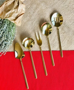Set ustensile servire 5 bucati Allegra Auriu 23.5 cm - Img 3