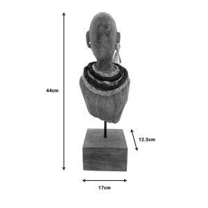 Statueta Ebia bust lemn de mango metal in nuanta nuc 17x12.5x44 cm - Img 2