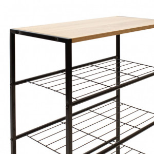 Suport Pantofi Ramon 12 Perechi Culoare Stejar Modern Cu Cadru Metalic Negru 63x30x83 cm - Img 4