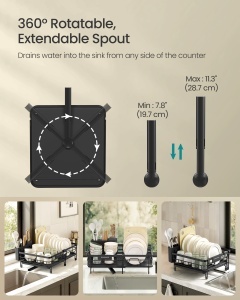 Suport pentru vase, Patalla, Songmics, Negru, 46.5x29.6x14 cm - Img 5