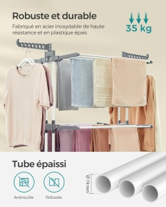 Suport uscat rufe Songmics Argintiu 126.6x64.2x169.2 cm - Img 4