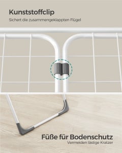 Suport uscator de rufe, Bunji, Songmics, Alb, 182x50x102.5 cm - Img 6