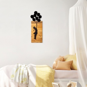 Tablou din lemn si metal Child Negru 30x86x3 cm - Img 2