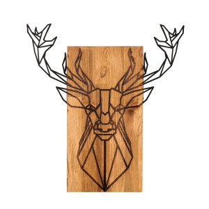 Tablou din lemn si metal Deer Negru 61x66 cm - Img 5