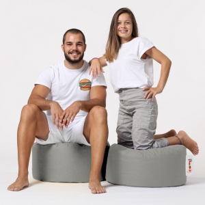 Taburet puf beanbag de gradina Round Gri - Img 2