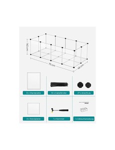 Tarc pentru animale de companie, Songmics, 143 x 73 x 46 cm, LPC02W, Alb - Img 5