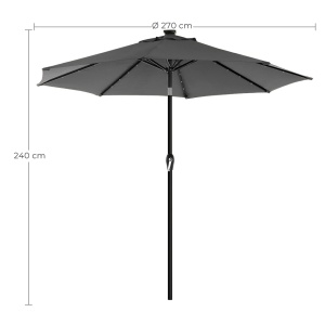 Umbrela de terasa Songmics Gri 300x300x240 cm - Img 3