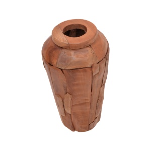 Vaza decorativa Archean lemn de tec culoare naturala 30x30x60 cm - Img 2