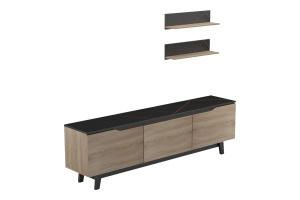 Ansamblu Comoda TV Kasia Stejar-Negru 180x35x48.5 cm - Img 7