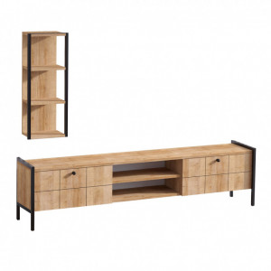 Ansamblu Comoda TV Paola Oak-Negru - Img 3