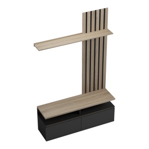 Ansamblu comoda TV Perlento Negru 140x41x219.5 cm - Img 5
