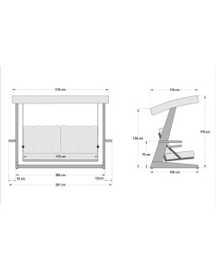 Balansoar cu 3 locuri Viva 2400 Antracit 237x100x175 cm - Img 9