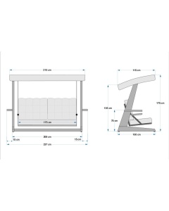 Balansoar cu 3 locuri Viva 2400 Antracit 237x100x175 cm - Img 11