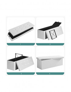 Bancheta de depozitare, Songmics, 120 L, LSF75WT, Alb, 300 Kg, 110 x 38 x 38 cm - Img 5