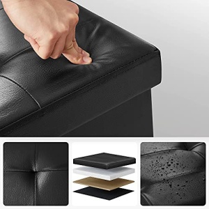 Bancuta hol cufar cu depozitare, Songmics, Negru, 110x38x38 cm - Img 4