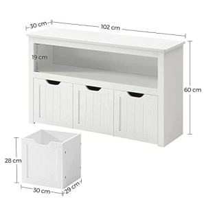 Bancuta hol cufar cu depozitare, Vasagle, Alb, 102x30x60 cm - Img 3
