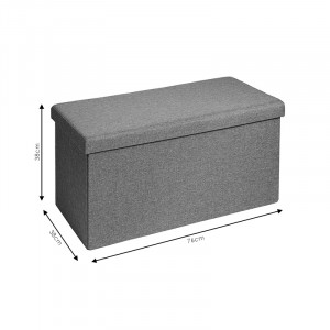 Bancuta hol cufar cu spatiu de depozitare material textil Greatness gri 76x38x38cm - Img 5