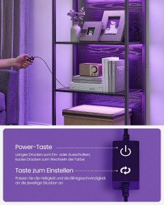 Biblioteca cu lumina LED Vasagle Negru 60x30.3x178 cm - Img 4