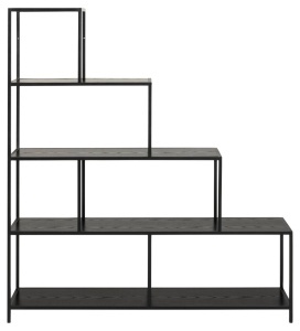 Biblioteca Seaford, Negru, 150x135x35 cm - Img 4