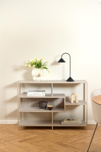 Biblioteca Seaford V2, Gri, 78x114x35 cm