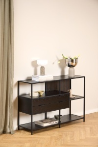 Biblioteca Seaford V2, Negru, 78x114x35 cm - Img 3