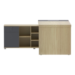 Birou pe colt Lotus Natural 180x180x75 cm - Img 4