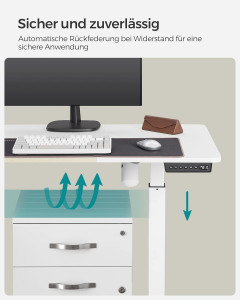 Birou reglabil, Songmics, Alb-Bej, 140x60x72-120 cm - Img 5
