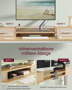 Birou reglabil Vasagle Alb 120x60x131.5 cm - Img 3