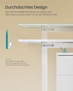Birou reglabil Vasagle, Alb, LSD134W01V1, 60 x 140 x (72-120) cm - Img 2