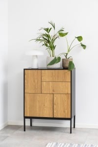 Bufet Seaford, Negru mat, 103x80x40 cm