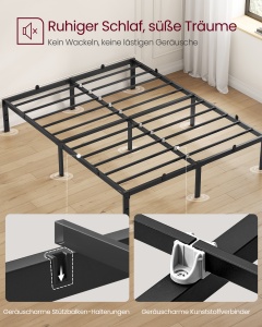 Cadru de pat Vasagle, Conner, Negru, 200x140x35.6 cm - Img 2