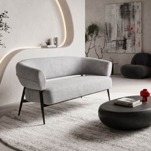 Canapea 2 locuri Luvina, Negru, 71x145x73 cm