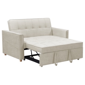 Canapea extensibila 2 locuri Commit din material textil bej-gri 142x93x46+ cm - Img 2