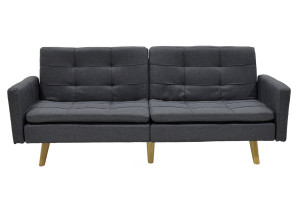 Canapea extensibila 3 locuri material textil flexibila gri inchis 198x87x76 - Img 3